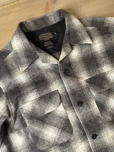 Pendleton Shirt Mens XS Gray Shacket Plaid Wool Board Flannel Double Pocket - Picture 1 of 10