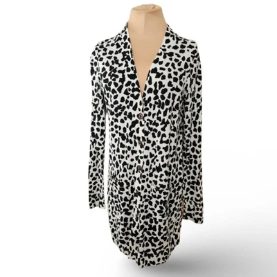 Diane Von Furstenberg Animal Print Cardigan Jacket Cotton Silk Women's Medium - Image 1 of 4
