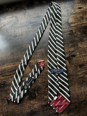 Corbata a rayas diagonales verdes mezcla seda vintage Givenchy Gentlemen Paris Foto 1 de 4