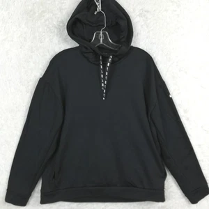 Nike Womens Hoodie Sweatshirt  Black Kangaroo Pocket Mock Neck Swoosh M - Picture 1 of 11