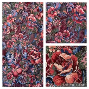 Vintage Sanderson Jacobean Fabric: Rose Paisley Baroque Gothic Retro 1.4m x 1.8m - Picture 1 of 18
