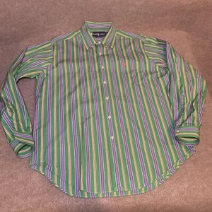 Vintage 90er Polo Ralph Lauren Hemd L bunt gestreift Button Down Logo Western - Bild 1 von 12