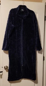 Croft and Barrow  Plush Rich Royal navy blue zip up robe Size Medium - Picture 1 of 3