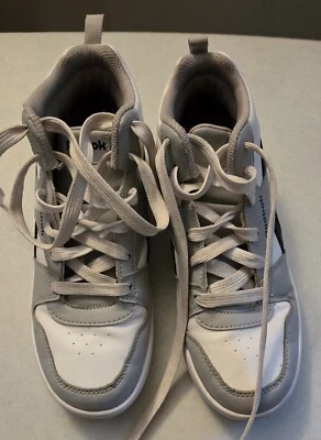 Reebok Shoes Royale Prime White Youth Size 4 Mid Top Lace Up black grey trim - Image 1 of 4