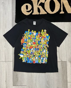 2007 The Simpsons Full Cast Every Character Collage Men's Black T-Shirt Size XL - Bild 1 von 10