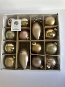 Martha Stewart Christmas Ornaments-Gold Rose Glass Ball Glitter, Sparkle  14 New - Picture 1 of 6