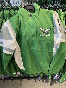 Starter Philadelphia Eagles Jacket Kelly Green White Grey New Size: S-2XL