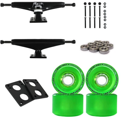 TGM SKATEBOARDS Core 7.0 Black Longboard Trucks Wheels Package Bigfoot 70mm Pathfinders Green