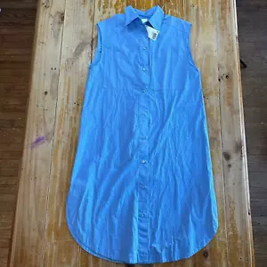 NWT H&M Shirt Dress Womens XS Blue Sleeveless Button Collared Y2K Garden - Picture 1 of 11