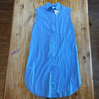 NWT H&M Shirt Dress Womens XS Blue Sleeveless Button Collared Y2K Garden - Image 1 of 4