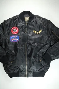 Mens Beyond The Limit Black Patched Bomber Jacket - Picture 1 of 3