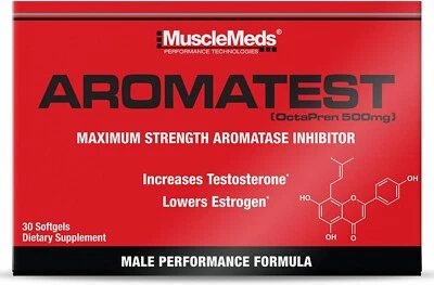 MuscleMeds Aromatest Potenciador de testosterona Fuerza Máxima 30 cápsulas líquidas Foto 1 de 4