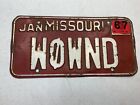 1962 Missouri License Plate January Ham Radio tag #WØWND 1967 Sticker