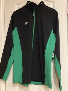 Speedo Jacket Full Zip Black Green Mens Size Large - Picture 1 of 5