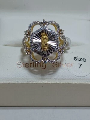 Beautiful Moricci 925 Silver  Mother Mary Womens Ring Size 7 Virgen De Guadalupe - Image 1 of 4