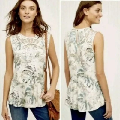 Meadow Rue Anthropologie Lia Crochet Peplum Floral Top Large NEW RARE GORGEOUS - Image 1 of 3