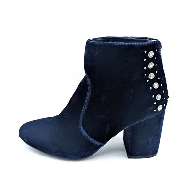 Guess Azul TERCIOPELO Western Tachonado Botines Cremallera Tacón Bloque Talla 8 (38) Foto 1 de 4