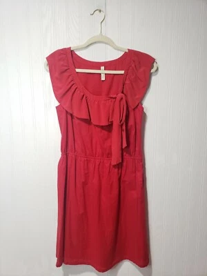 Vestido para mujer Fossil calce y acampanado con volantes delanteros rojo corbata lateral sin mangas talla S Foto 1 de 4