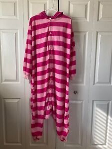 Disney Alice in Wonderland Cheshire Cat Hooded Soft Pajamas Costume Adult L XL