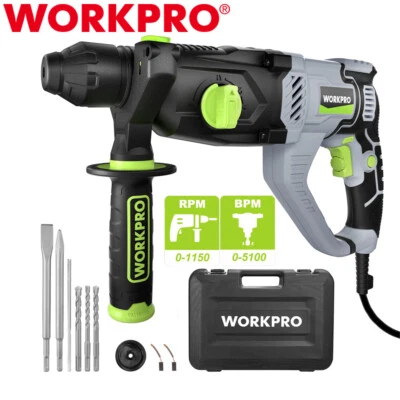 WORKPRO 7.5 AMP Lightweight Corded Premium SDS-Plus Rotary Hammer Drill 5PC Bits - Image 1 of 4