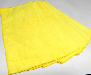 Microfiber cleaning cloth -towel -16" x 16" - 5 pcs -yellow - Picture 1 of 3