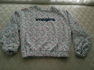Catimini Girls' Comfy Purple Micro-Florals Pullover Top w/Embroidery, Sz 12 - Picture 1 of 9