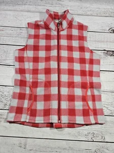 Woolrich Womens Red & White size L zip up vest 100% polyester  B6 - Picture 1 of 9