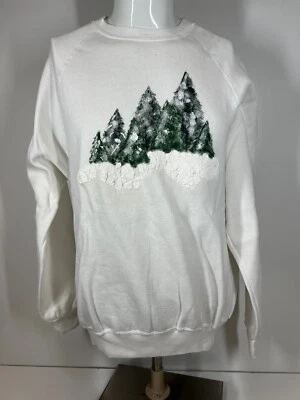 Lee Snow Evergreen Trees Mujer Blanco Polar Suéter 2XL Cuello Redondo Pullover De Colección Foto 1 de 4
