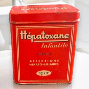 French Apothecary Tin  Stomach Medicine Hepatoxane Infantile Vintage Made France - Picture 1 of 9