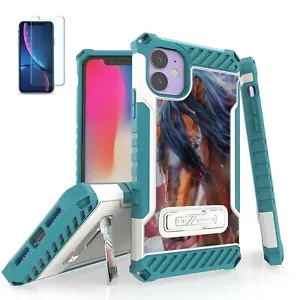 Funda protectora militar a prueba de golpes American Horses + vidrio templado para modelo iPhone - Imagen 1 de 10