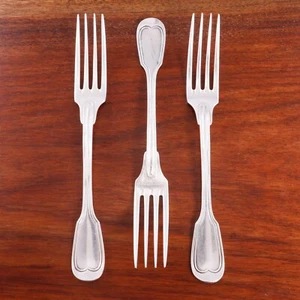 3 CHRISTOFLE FRENCH SILVERPLATE FORKS CHINON 1862-1935 NO MONOGRAM - Picture 1 of 6
