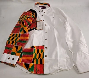 Laviye London Boys Tailored Fit Casual Shirt White African Design Size 11-12Y - Picture 1 of 6