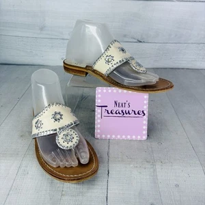 Sandali infradito Jack Rogers PALM BEACH beige argento punto frusta taglia 8 M - Foto 1 di 19