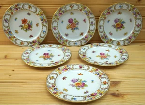 Schumann Empress Dresden Flowers (6) Bread & Butter Plates, 6 1/8" (Lot B) (B30) - Picture 1 of 9