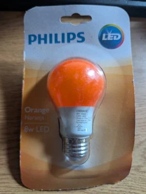 Philips Lighting 8A19/Led/Orange/P/Nd 120V 6/1Bc Led Lamp,A19 Bulb - Image 1 of 2