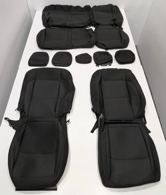Fundas de asiento de tela de despegue de fábrica para Jeep Wrangler Sport 2018-2023 negras WS Foto 1 de 4