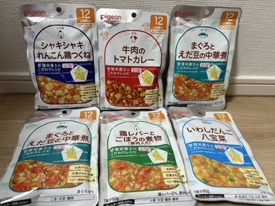 Comida para Bebê Pombo 12m+ Pacote com 6 / Conjunto de Variedade de Comida para Bebê Japonesa / Feito no Japão - Imagem 1 de 4
