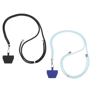2Pcs Phone Lanyards, 30" Crossbody Neck Strap with 2 Patches, Black/Blue - Zdjęcie 1 z 7