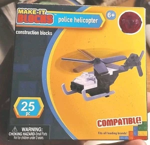 Make-It Blocks. Police Helicopter  2 In 1 Design  25 Pieces  6+ New - Picture 1 of 4
