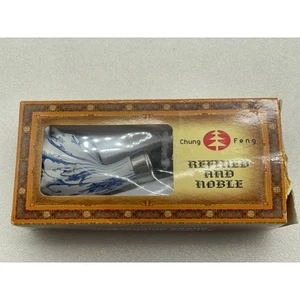 Chung Feng Refined and Noble White and Blue Tobacco Pipe - Picture 1 of 7