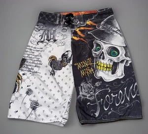 Minute Mirth Skull Graphics Drawstring Surf Swim Board Shorts Men’s 36 - Picture 1 of 15