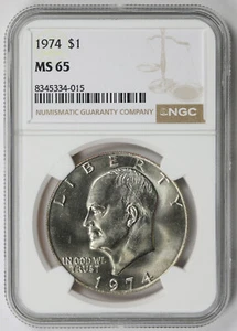 1974 Eisenhower Ike Copper-Nickel Clad $1 MS 65 NGC - Picture 1 of 4