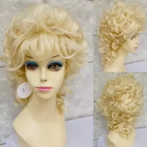 Dolly Parton Hairstyle Messy Feminine Layers Golden Wavy Synthetic Hair Wig - Picture 1 of 5