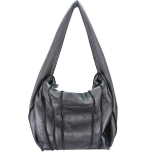 Aqua Madonna Geniune Leather Duffle Bag Silver Gray Interior Single Handle - Picture 1 of 6