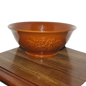 brown CERAMIC BOWL w/raised design 10" top diameter (frnt htch) - Picture 1 of 3