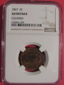 1867 2 CENT "NGC AU DETAILS" (5920051-009) - Picture 1 of 2