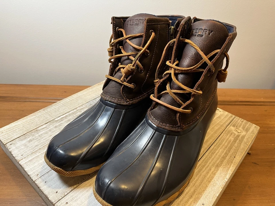 Botas de pato Sperry Top Sider para mujer talla 11 M impermeables de cuero con cremallera F17-61803 Foto 1 de 4