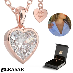 SERASAR Premium Necklace Women[ Love] 925 Sterling Silver Gold Plating - Picture 1 of 25
