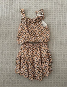Zara girls 2pc floral tank shirt & ruffle skirt outfit set size 12 13 years - Picture 1 of 5