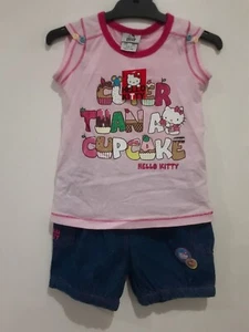 Hello Kitty Shorts Top Set Girls size 3 Cotton Licensed Shorts Pockets New Tag - Picture 1 of 16